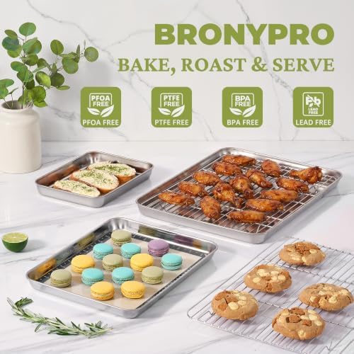 BRONYPRO 18/8 Stainless Steel Baking Sheet Set