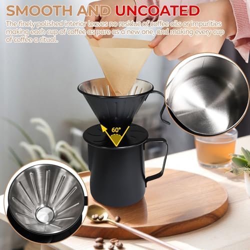 Pour Over Coffee Maker 350ml Milk Frothing Pitcher Stainless Steel