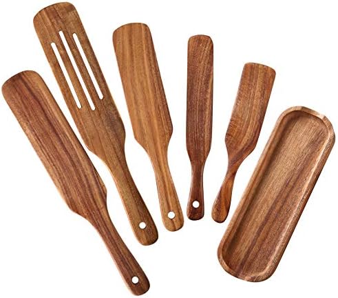 QWKIT 6-Piece Teak Wood Spurtle Set