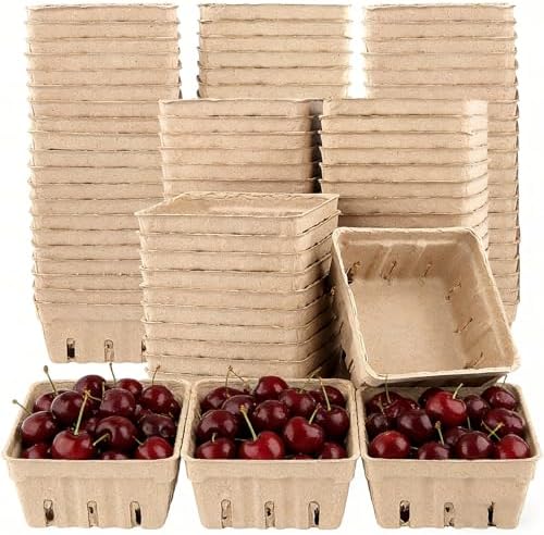HOIGON 120 PCS Paper Pulp Fiber Berry Baskets, Small Molded Produce