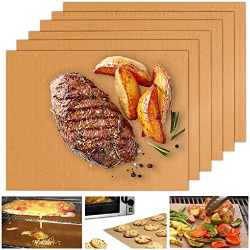 UBeesize 6-Pack Copper Grill Mats, Non-Stick Reusable BBQ Grilling Mat