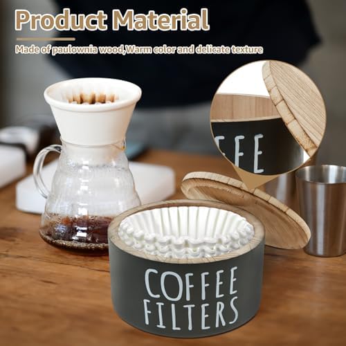 Coffee Filter Holder, Wood Coffee Filter Storage Container Coffee