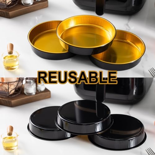 7 Inch Air Fryer Foil Pans, 20 Pack, 24.5oz Round