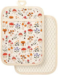 Slohif Cotton Pot Holders with Textured Silicone Grip, Mushroom