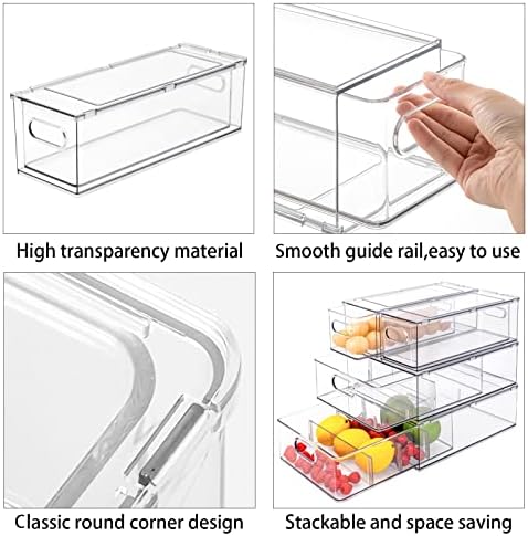 3 Pack Fridge Organizer Drawer Divider Bins