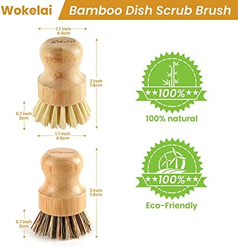 Bamboo Dish Scrub Brushes, Set of 2