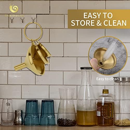 Snailhouse Small Funnels, 3 Pack Stainless Steel Mini Metal Food