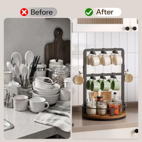 HOOBRO Coffee Bar Organizer, Coffee Pod Holder, Spins 360-Degrees