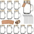 TANGLONG 16 oz Mason Jars with Handle, Mason Jar Cups, 12Pack