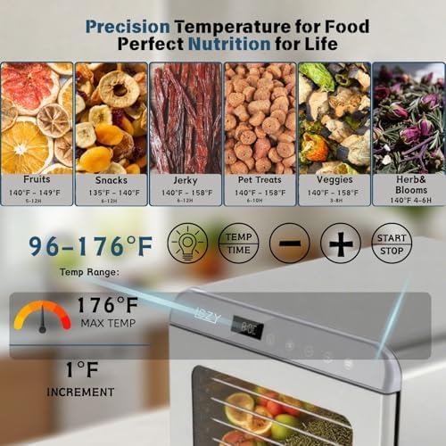 Food Dehydrator Machine, 10 Trays, 800W, Stainless Steel