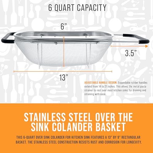 U.S. Kitchen Supply Stainless Steel Colander, 6-Quart