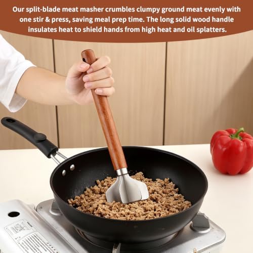 Meat Chopper Potato Masher Set of 2, Berglander Heat Resistant Meat