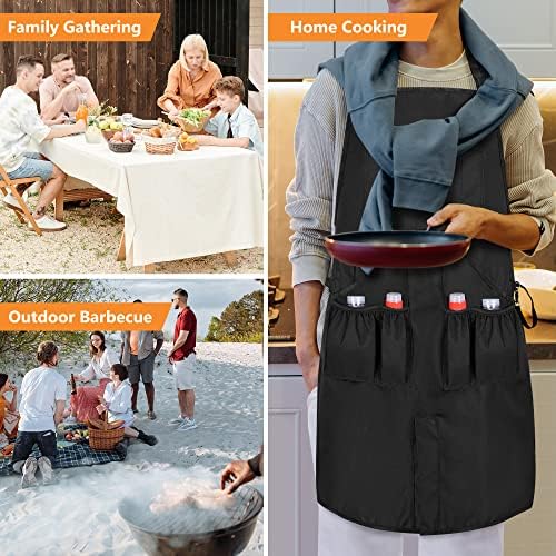 HODRANT Large BBQ Grilling Apron for Men with Pockets & Slit Hem