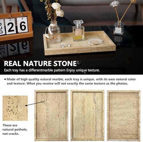 Natural Travertine Tray for Bathroom Vanity, Kitchen Counter