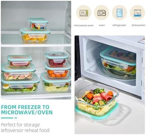 YUNCANG 8 Pack Glass Food Storage Containers with Lids