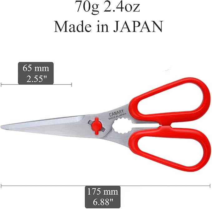 CANARY Japanese Food Scissors 6.8" Small Lightweight, Made in JAPAN, Dishwasher - Image 2