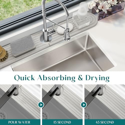 Kitchen Faucet Mat - Diatomite Splash Guard for Sink, Quick-Drying