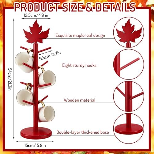 AnyDesign Fall Mug Holder Tree, Coffee Cup Holder with 8 Hooks