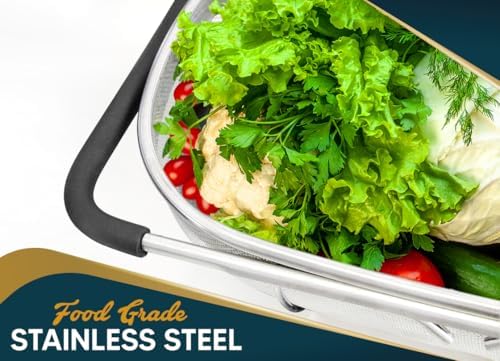 Over the Sink Colander, 6 Quart, Extendable Handles