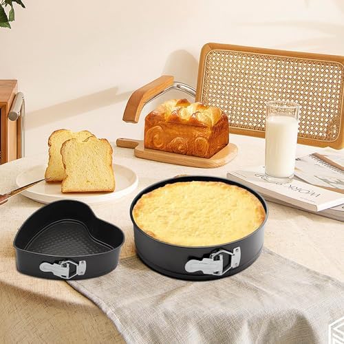 Springform Cake Pan Set of 3 (4, 7, 9 Inch) Heart Leakproof Nonstick