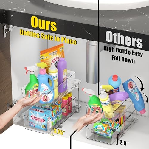 Simple Houseware 2Pcs 2-Tier Slim Drawer Organizer, Clear