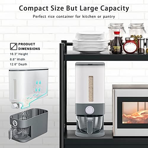 Lenwi 22-25 Lbs Rice Dispenser, Grey