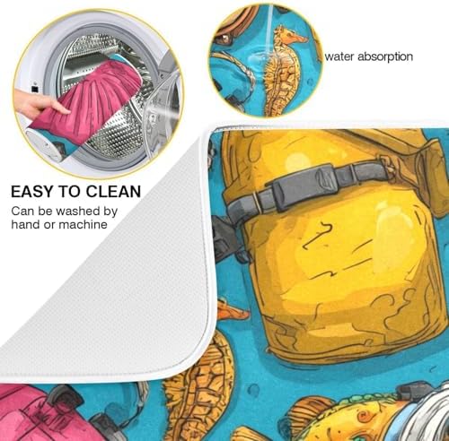 OTVEE Marine Equipment Print Dish Drying Mat for Kitchen Counter
