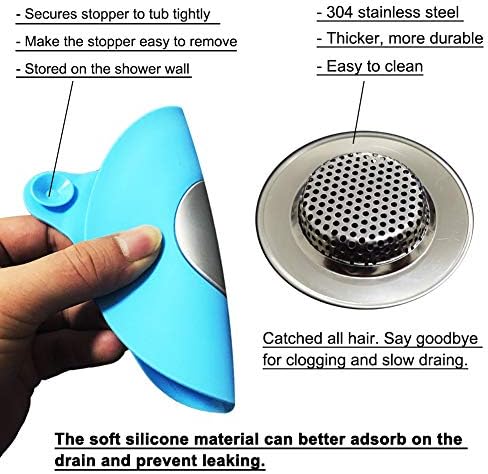 Seatery 2PCS Bathtub Stopper Hair Catcher Kit, Bathtub Drain Strainer