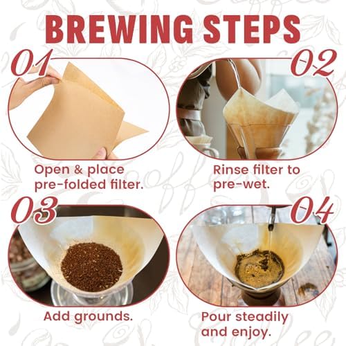 Pre-Folded Unbleached Cone Coffee Filters – Premium Thick Paper