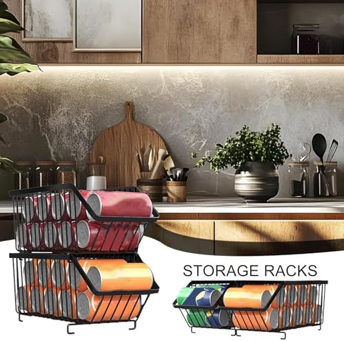 Pantry Can Organizer 2X Iron Stackable Space-Saving Dispenser