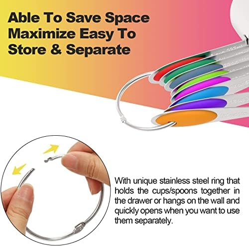 Wildone Stainless Measuring Cups and Spoons Set with Silicone Handle