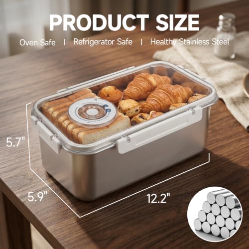 Large Stainless Steel Bread Storage Box with Lid