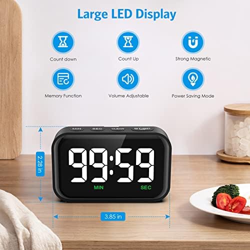 Digital Kitchen Timer, Large LED Display
