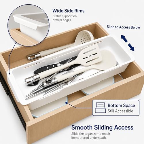3-Pack Expandable Drawer Organizer for Deep Drawers, Adjustable 17–27