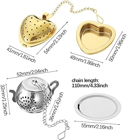 HomeSoGood 4 Pcs Tea Strainer Tea Ball with Chain&Drip Trays,3D