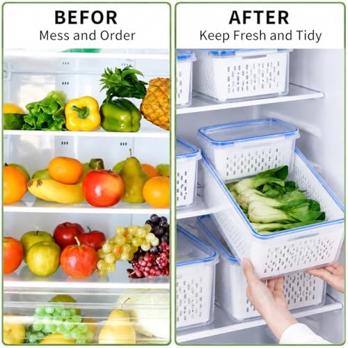 3-Pack Produce Keeper Containers with Strainers & Lids, Fruit and