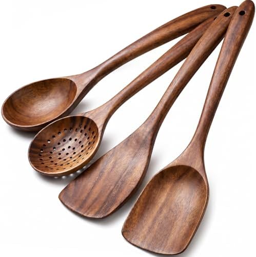 4-Piece Teak Wooden Utensil Set