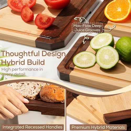 laboos Walnut Bamboo Cutting Board Set of 3 – Wood Cutting Boards for
