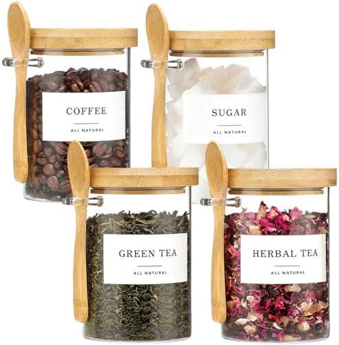 Loose Leaf Tea Storage Containers, 16oz Airtight Jars