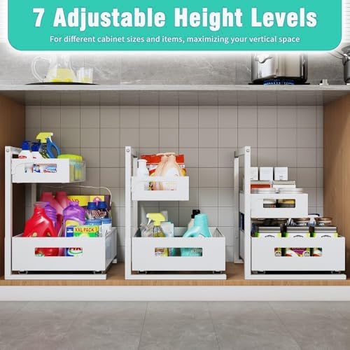 Petiza Under Sink Organizer Adjustable Height 2 Tier Bathroom