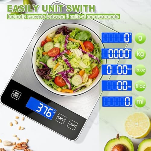 Digital Kitchen Scale, 33lb Food Scale Precisely Measures Grams and
