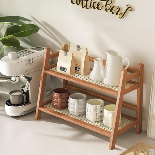 Household 2-Tier Cup Shelf Organizer, Kitchen Counter Shelf for Tea