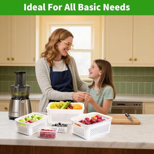 PRAKI 5-Pack Fruit Storage Containers with Removable Colander