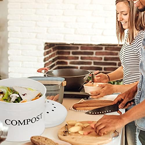 AVLA 1 Gallon Kitchen Compost Bin, White
