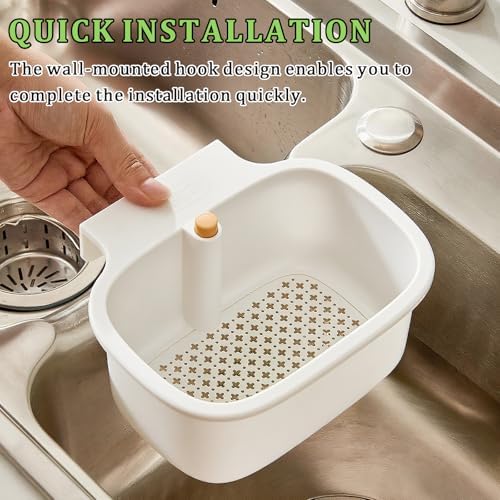 Kitchen Sink Drain Strainer Basket, Square, White