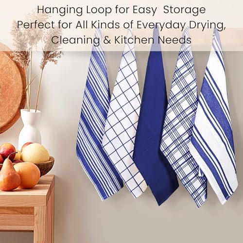 Cotton Clinic Assorted Kitchen Towels 5 Pack – Soft Absorbent Quick