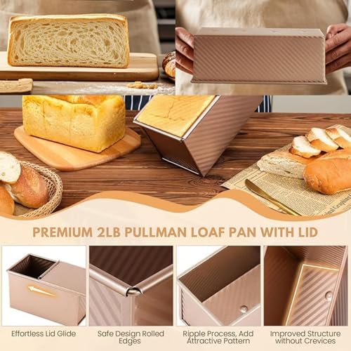 Pullman Loaf Pan with Lid, 12.5" x 4.65" 2.2 lb Nonstick Carbon Steel