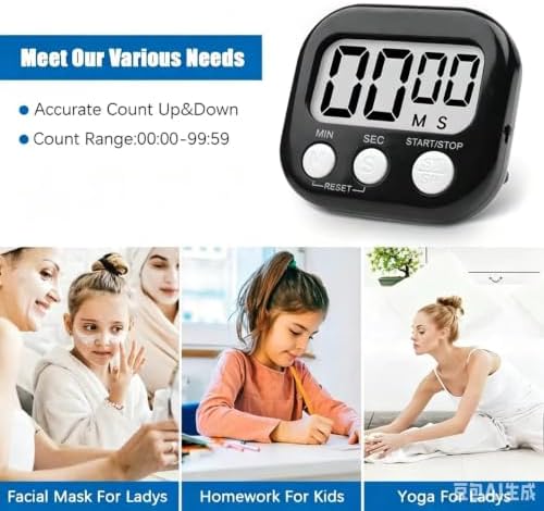 12 Pack Digital Kitchen Timers, Black