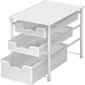 Simple Houseware 3 Tier White Alloy Steel Sliding Basket Organizer