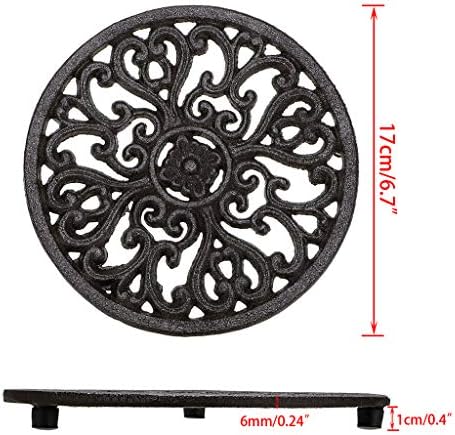 Sumnacon 2Pcs Round Cast Iron Trivets - 6.7 Inch Heat Resistant Iron